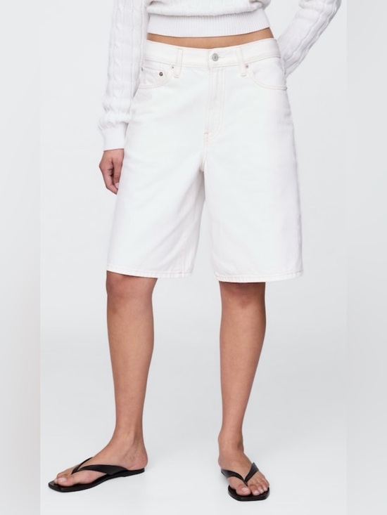 GAP Pants - GAP Mid Rise Longline White Denim Shorts